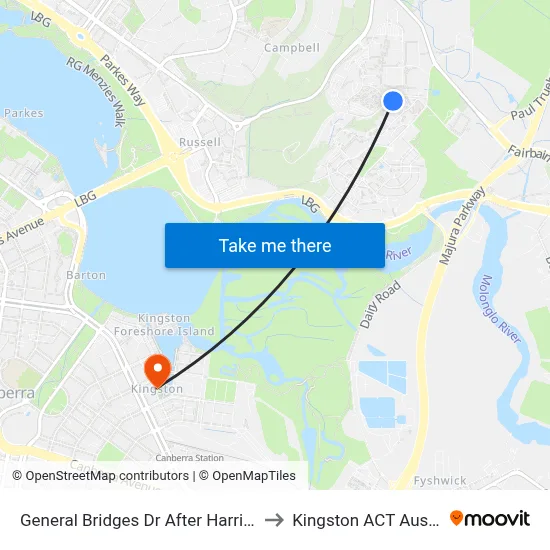 General Bridges Dr After Harrison Rd to Kingston ACT Australia map