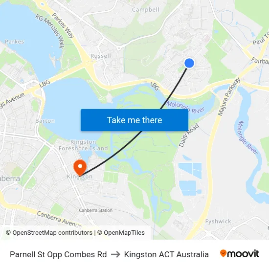 Parnell St Opp Combes Rd to Kingston ACT Australia map