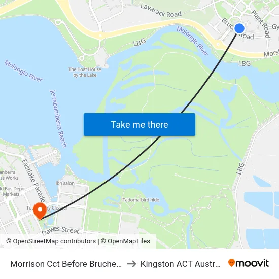 Morrison Cct Before Bruche Rd to Kingston ACT Australia map