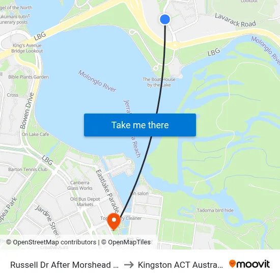 Russell Dr After Morshead Dr to Kingston ACT Australia map