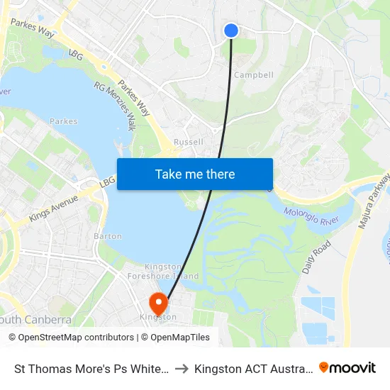 St Thomas More's Ps White St to Kingston ACT Australia map