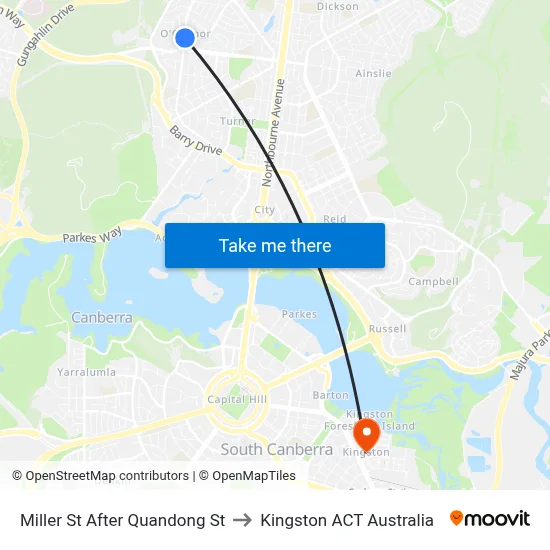 Miller St After Quandong St to Kingston ACT Australia map