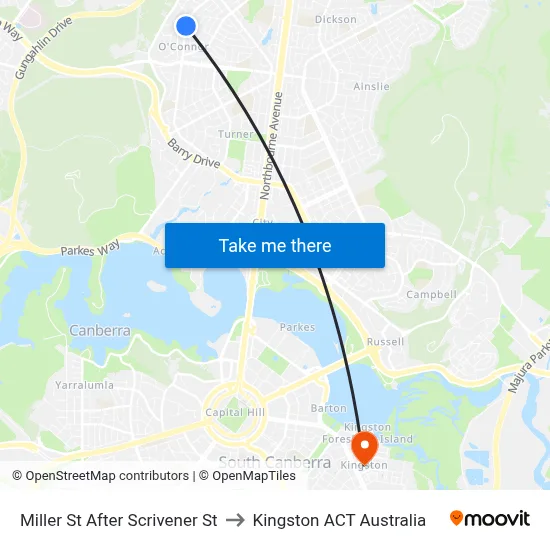 Miller St After Scrivener St to Kingston ACT Australia map