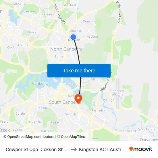 Cowper St Opp Dickson Shops to Kingston ACT Australia map