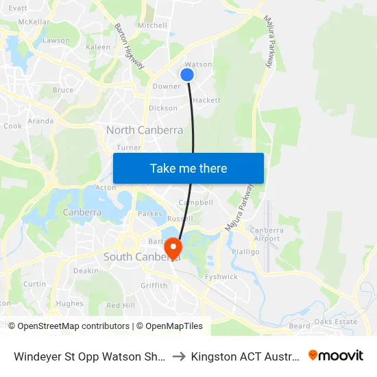 Windeyer St Opp Watson Shops to Kingston ACT Australia map