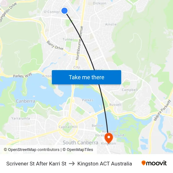 Scrivener St After Karri St to Kingston ACT Australia map