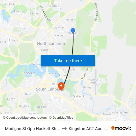 Madigan St Opp Hackett Shops to Kingston ACT Australia map