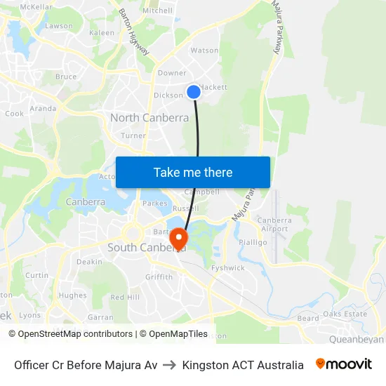 Officer Cr Before Majura Av to Kingston ACT Australia map