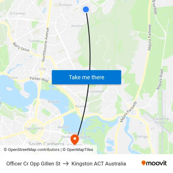 Officer Cr Opp Gillen St to Kingston ACT Australia map