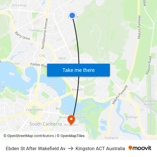Ebden St After Wakefield Av to Kingston ACT Australia map
