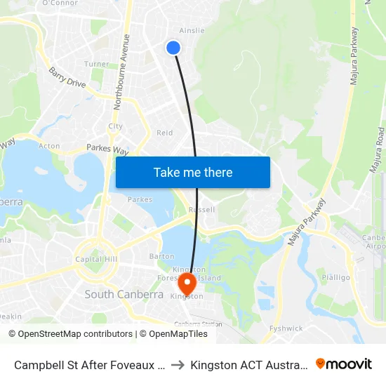 Campbell St After Foveaux St to Kingston ACT Australia map