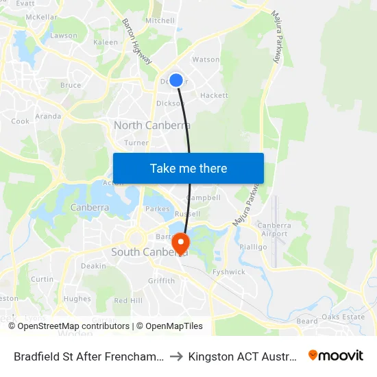 Bradfield St After Frencham St to Kingston ACT Australia map