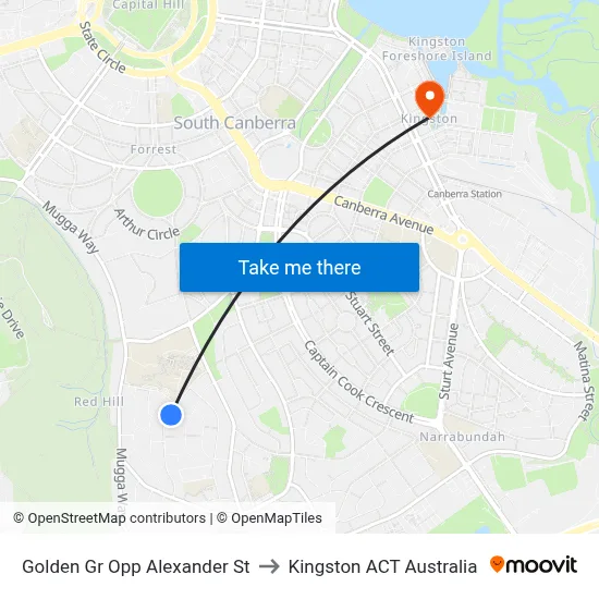 Golden Gr Opp Alexander St to Kingston ACT Australia map