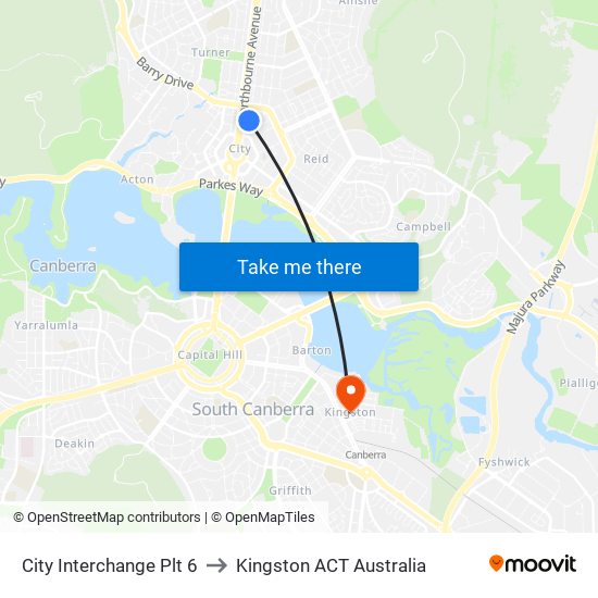 City Interchange Plt 6 to Kingston ACT Australia map