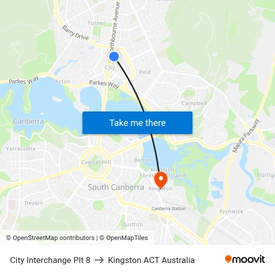 City Interchange Plt 8 to Kingston ACT Australia map