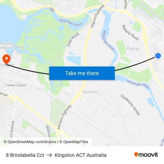 8 Brindabella Cct to Kingston ACT Australia map