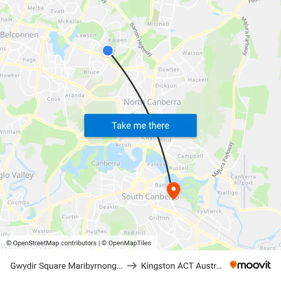 Gwydir Square Maribyrnong Av to Kingston ACT Australia map