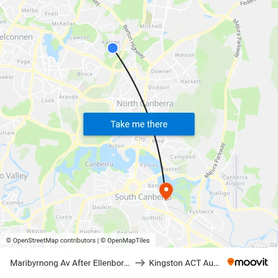 Maribyrnong Av After Ellenborough St to Kingston ACT Australia map