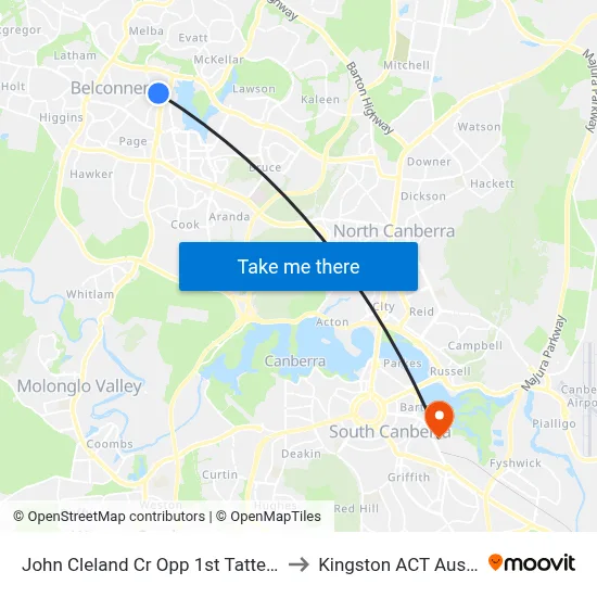 John Cleland Cr Opp 1st Tattersall Cr to Kingston ACT Australia map