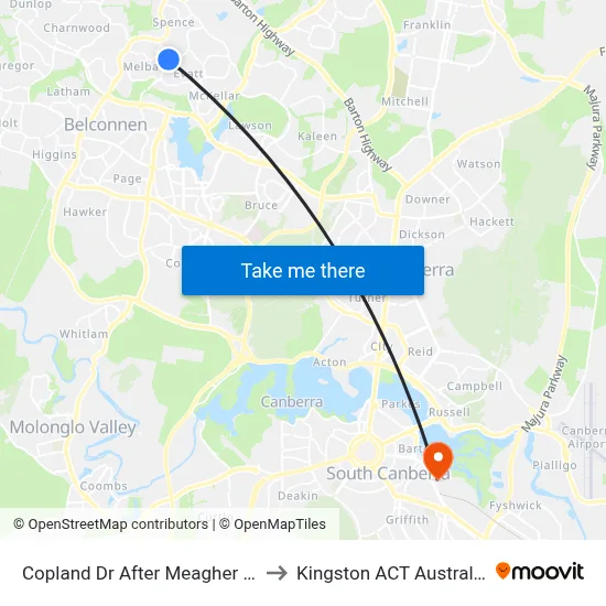 Copland Dr After Meagher Pl to Kingston ACT Australia map