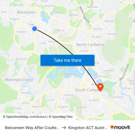 Belconnen Way After Coulter Dr to Kingston ACT Australia map