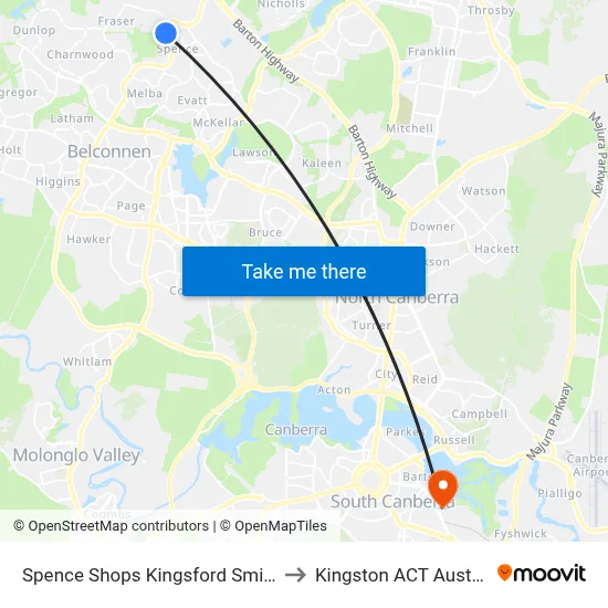 Spence Shops Kingsford Smith Dr to Kingston ACT Australia map