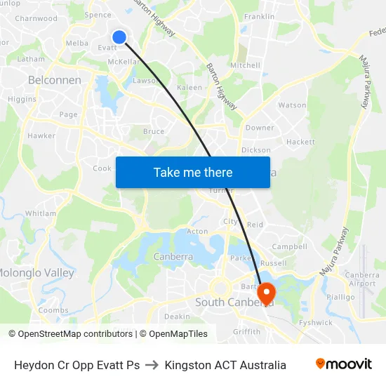 Heydon Cr Opp Evatt Ps to Kingston ACT Australia map