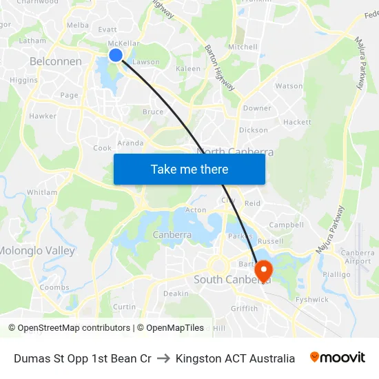Dumas St Opp 1st Bean Cr to Kingston ACT Australia map