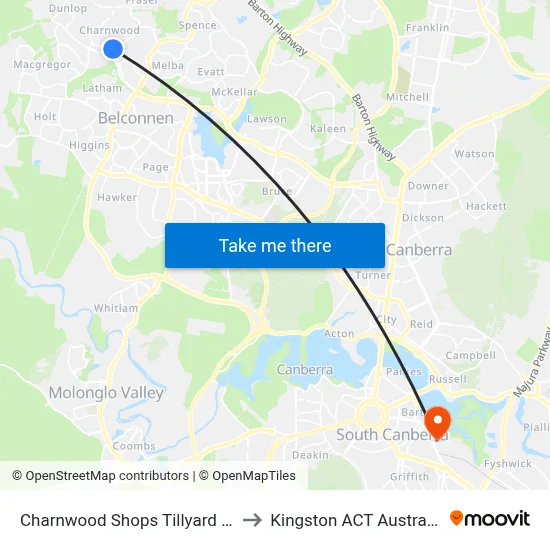 Charnwood Shops Tillyard Dr to Kingston ACT Australia map