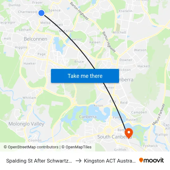 Spalding St After Schwartz Pl to Kingston ACT Australia map