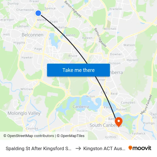 Spalding St After Kingsford Smith Dr to Kingston ACT Australia map