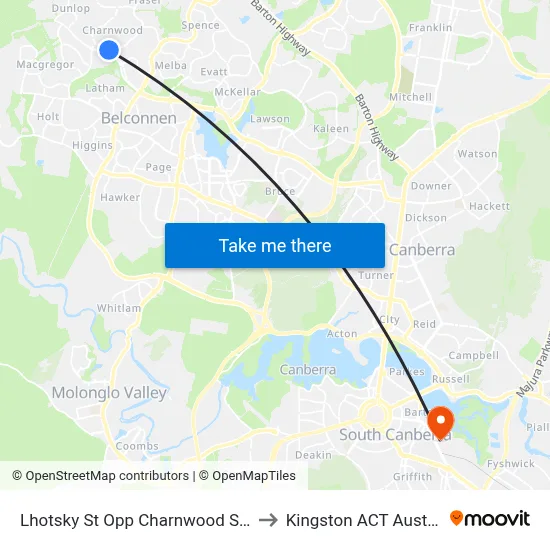 Lhotsky St Opp Charnwood Shops to Kingston ACT Australia map
