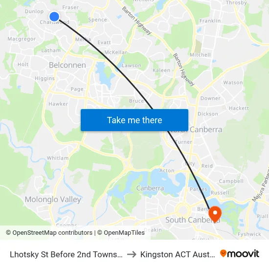 Lhotsky St Before 2nd Townson Cr to Kingston ACT Australia map