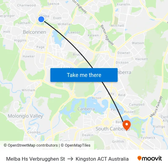 Melba Hs Verbrugghen St to Kingston ACT Australia map