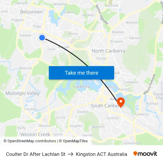 Coulter Dr After Lachlan St to Kingston ACT Australia map