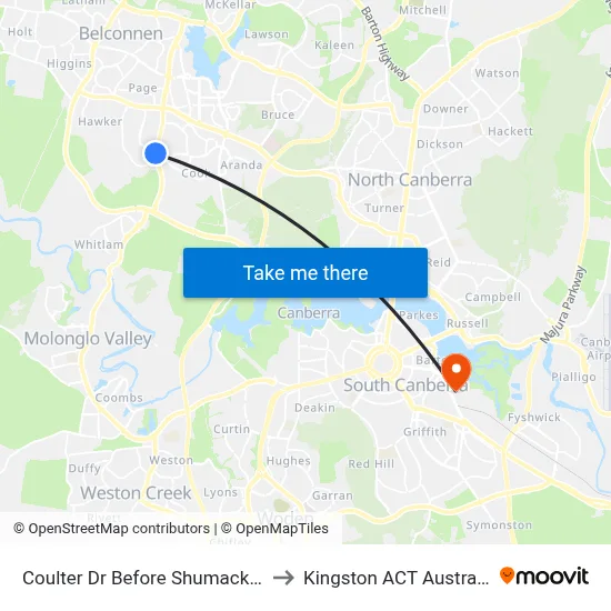 Coulter Dr Before Shumack St to Kingston ACT Australia map