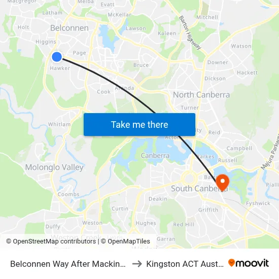 Belconnen Way After Mackinolty St to Kingston ACT Australia map