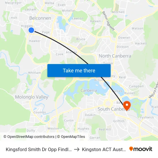 Kingsford Smith Dr Opp Findlay St to Kingston ACT Australia map
