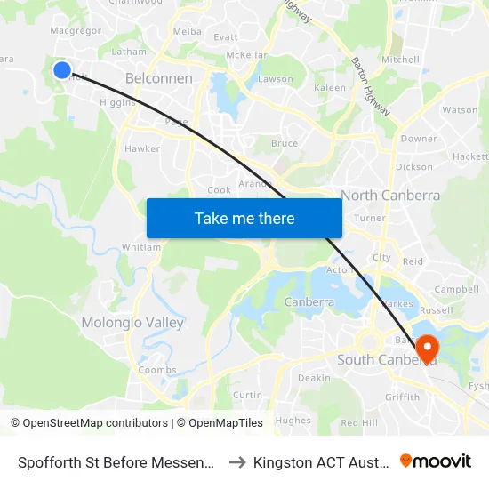 Spofforth St Before Messenger St to Kingston ACT Australia map