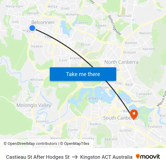 Castieau St After Hodges St to Kingston ACT Australia map