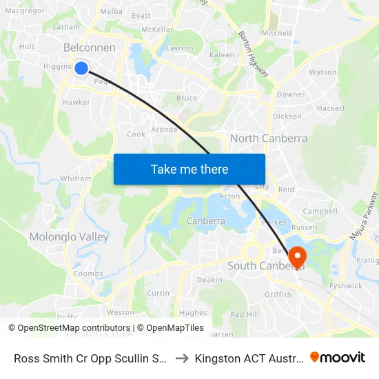 Ross Smith Cr Opp Scullin Shops to Kingston ACT Australia map