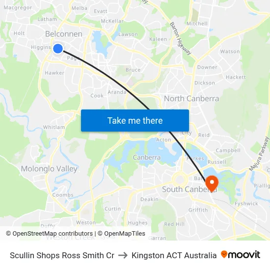 Scullin Shops Ross Smith Cr to Kingston ACT Australia map