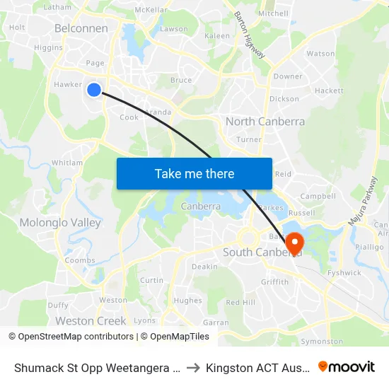 Shumack St Opp Weetangera Shops to Kingston ACT Australia map