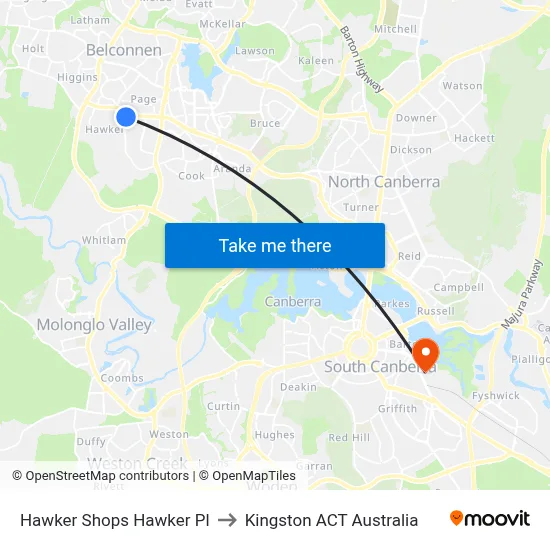 Hawker Shops Hawker Pl to Kingston ACT Australia map