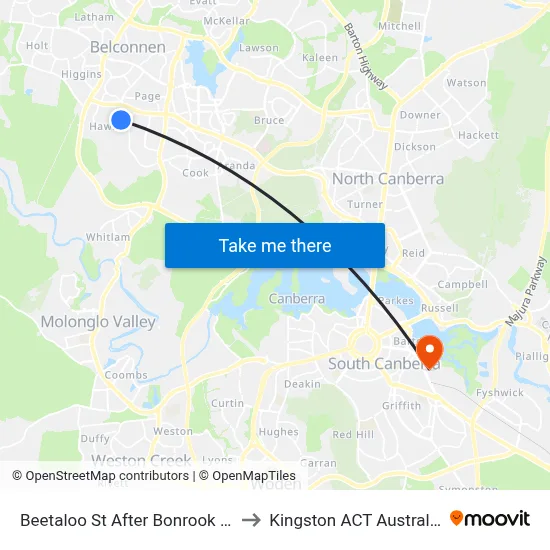 Beetaloo St After Bonrook St to Kingston ACT Australia map