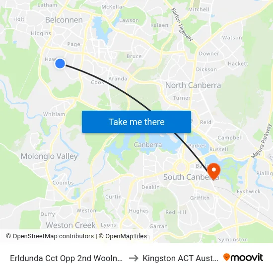 Erldunda Cct Opp 2nd Woolner Cct to Kingston ACT Australia map