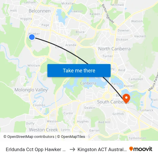 Erldunda Cct Opp Hawker Ps to Kingston ACT Australia map