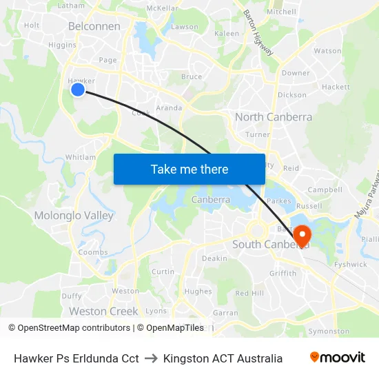 Hawker Ps Erldunda Cct to Kingston ACT Australia map