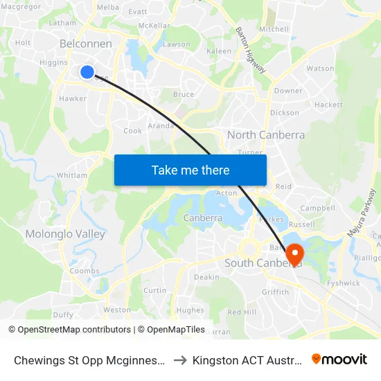 Chewings St Opp Mcginness St to Kingston ACT Australia map
