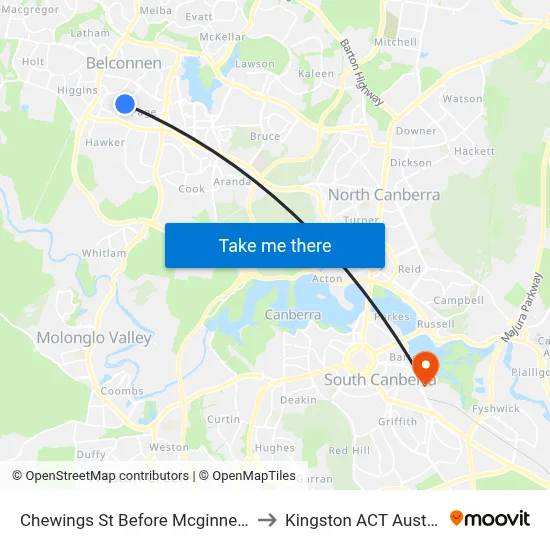 Chewings St Before Mcginness St to Kingston ACT Australia map
